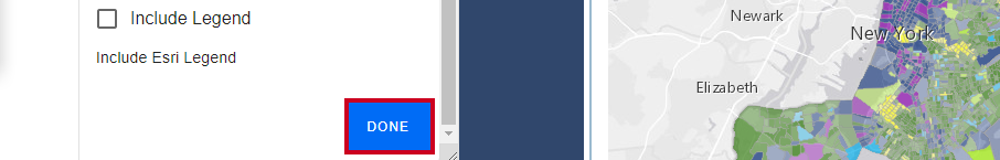 Evolve, Esri Widget Options, Done Button.