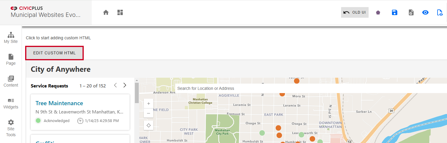 The button labeled Edit Custom HTML in the top left corner of the embed.