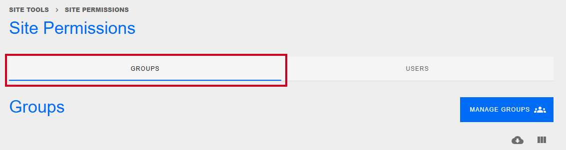 The tab labeled Groups.