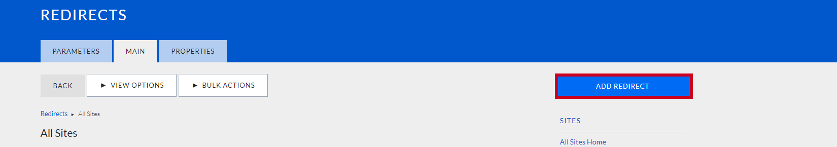 The button labeled Add Redirect.