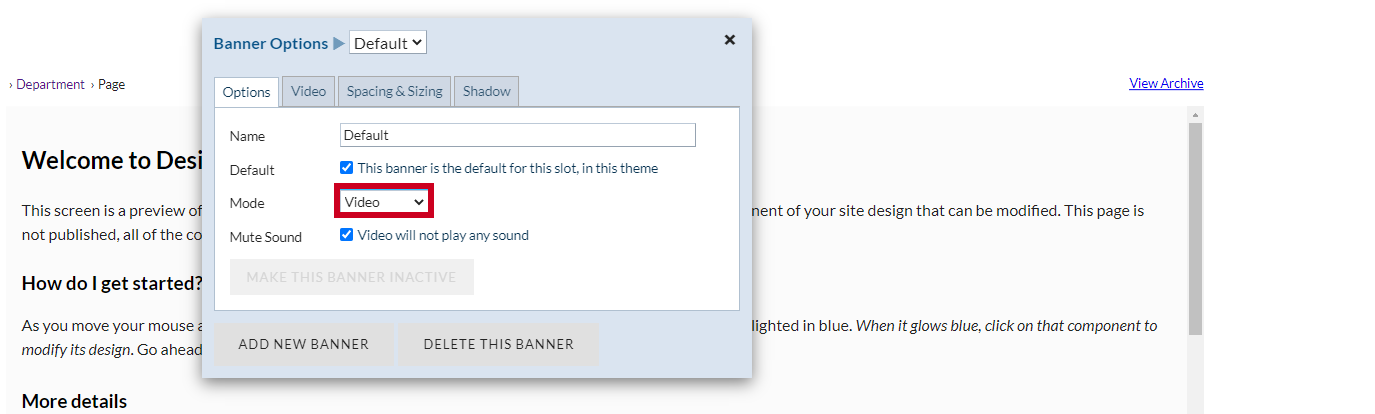 The dropdown labeled Mode.