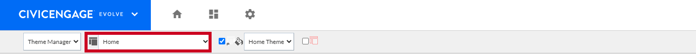The 'Change the layout' dropdown, to the right of the Theme Manager dropdown.