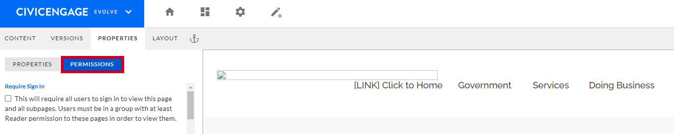 permissions tab