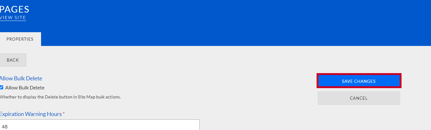 Evolve, Pages Module, Save Changes Button.