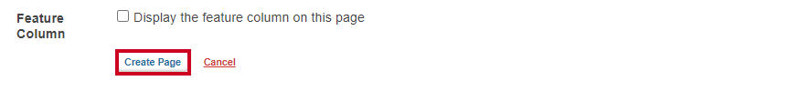 The button labeled Create Page at the bottom of the New Page fields.