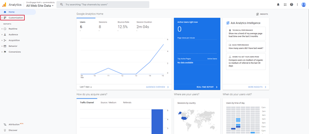 Google Analytics User Home Page Customization Menu.png