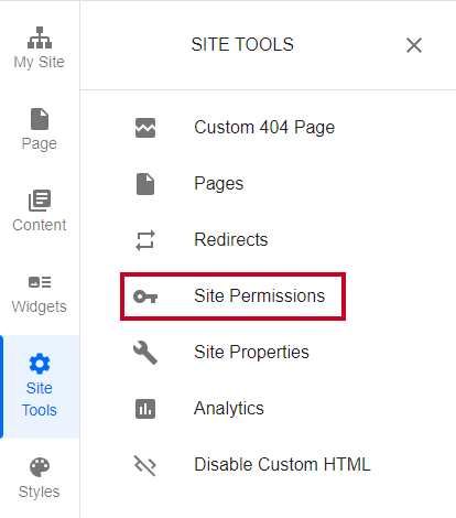 Web Evolve New UI Site Tools Tab Site Permissions Option.