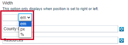 Evolve, Tabbed Widget Options, Left and Right Position, Tab Width Options.