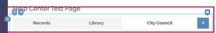 The widget options that appear when hovering the mouse over the tabbed widget.