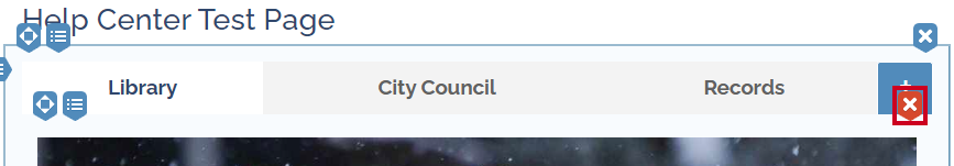 The white X in the red box that pops up when hovering over the content inside the tab.