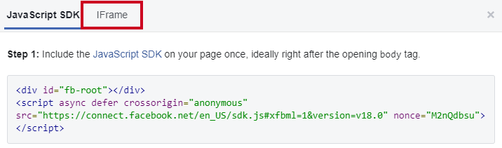 The tab labeled IFrame at the top of the modal.