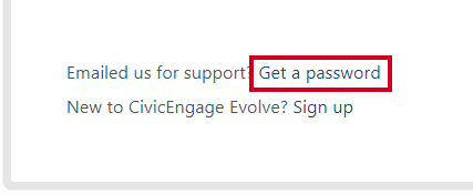 The URL labeled Get a password, in the bottom-left corner and above the URL labeled Sign up.