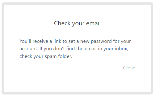 The text prompt instructing to check your email.