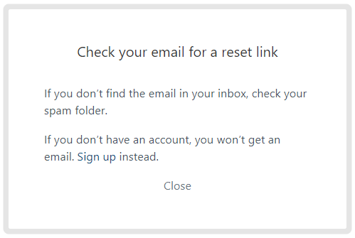 The text prompt instructing to check your email.