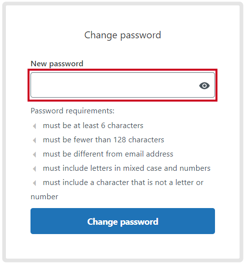 The text entry field labeled New password.