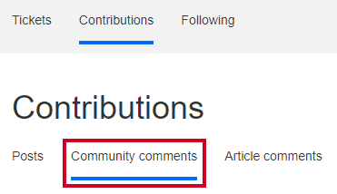 The tab labeled Community comments under the Contributions header.