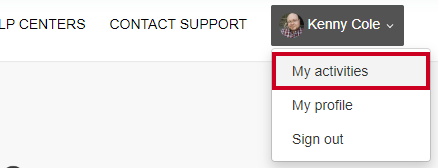 The URL labeled My Activities in the User dropdown.
