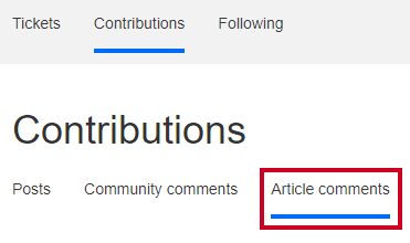 The tab labeled Article comments under the Contributions header.