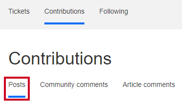 The tab labeled Posts under the Contributions header.