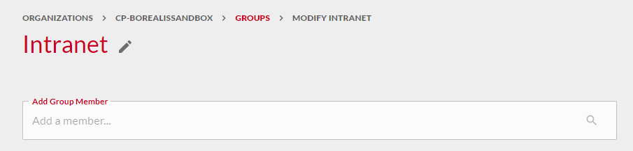 The Add Group Member text entry field.