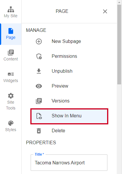 When enabled, the Show in Menu setting will now appear in menus.