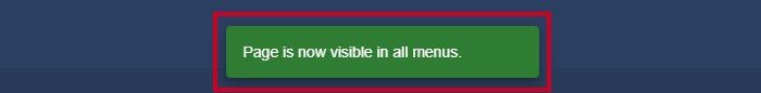 A status message from the Web Evolve site letting the user know the page is now visible.