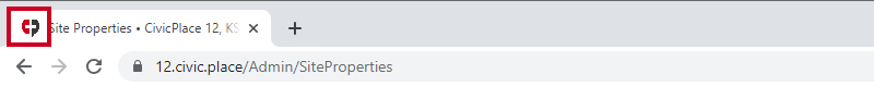 An example image containing a favicon in the top-left corner of the page, to the left of the tab name.
