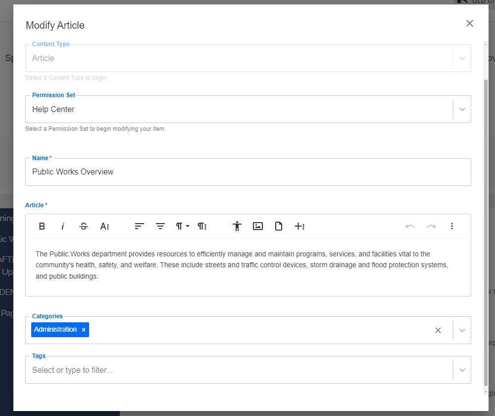 Modify content fields.