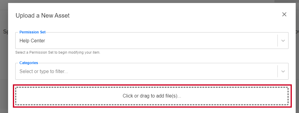 Upload Asset.