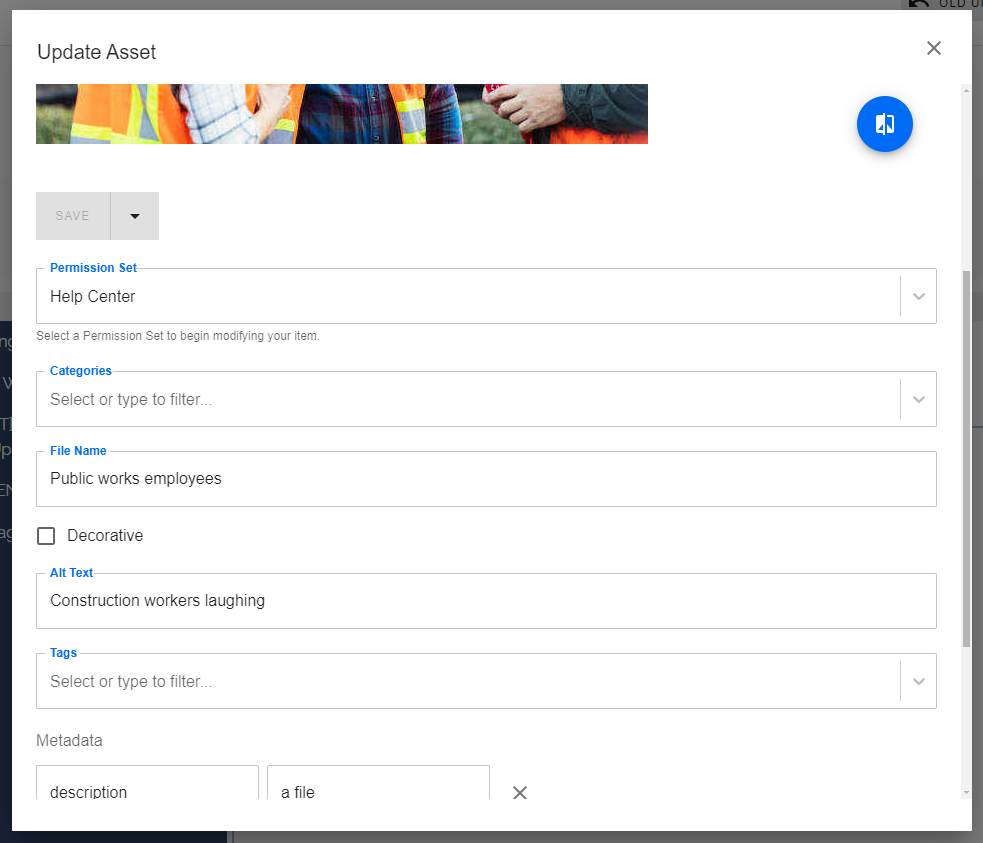 Modify image fields.