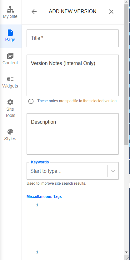 New version fields.