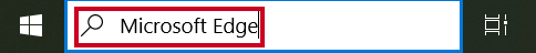 The text Microsoft Edge entered in the Windows Search field.