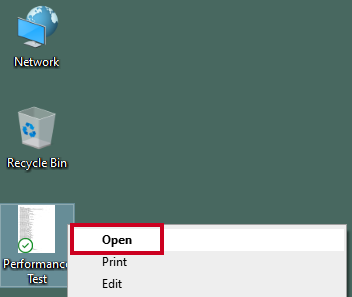 Evolve, PerformanceTest File, Right Click Open Option.