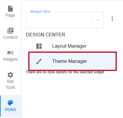 Evolve, Styles Tab, Theme Manager Button.