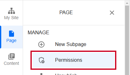 Evolve, Page Tab, Permissions Option.