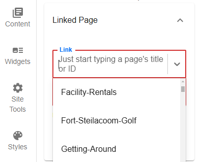 Evolve, Page Tab, Linked Page, Link Field.