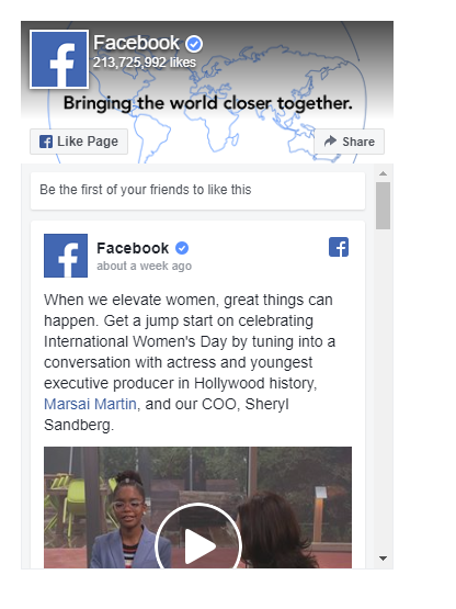 The Facebook plugin on the Evolve site page.