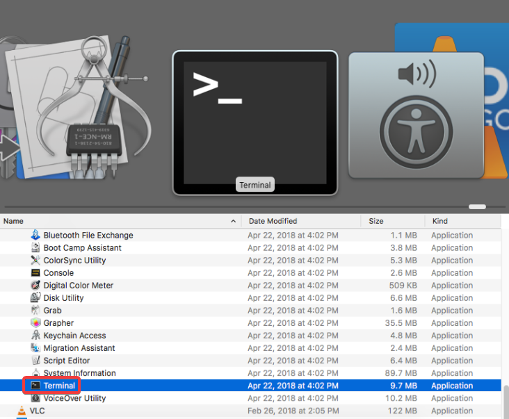 The app labeled Terminal.