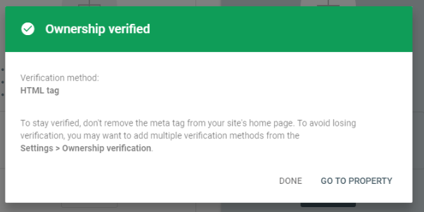 The box labeled Ownership verified with a green bar at the top.