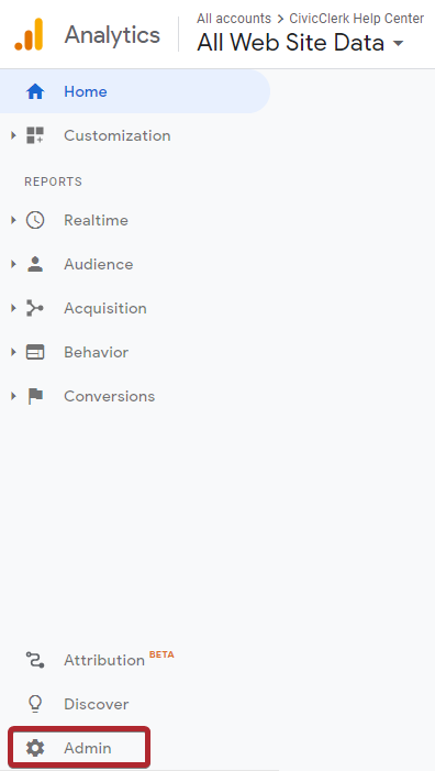 The cogwheel icon to the left of the URL labeled Admin in the bottom left corner.