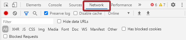 The network tab in Google Chrome's browser tool.