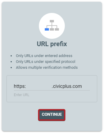 The box labeled Continue below the URL text entry field.