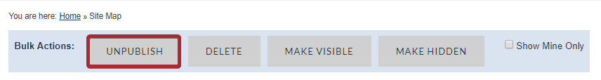 The button labeled Unpublish.