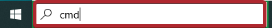 The text entry field with the text c m d entered.