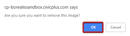 Evolve, Theme Manager, Confirm Remove Image from Banner.