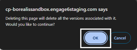 Make sure you want to delete the page, the decision cannot be undone.