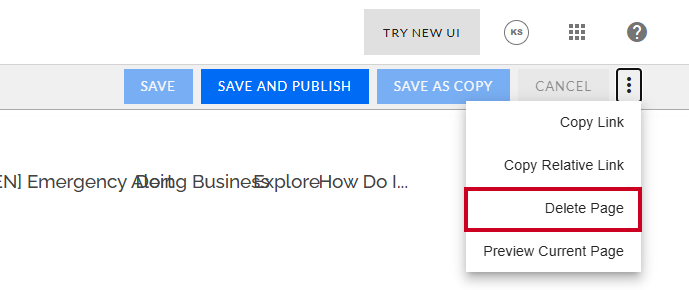 You cannot delete a page if any of its subpages are still published.