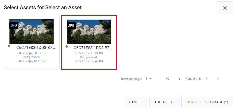 Evolve, Locate and Select an Image Asset.