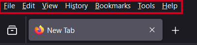 The toolbar at top of the Firefox window.