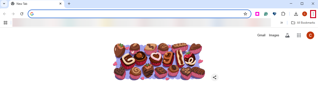 The three dot action menu in the top-right corner of Google Chrome, below the X icon.
